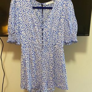 Lush Blue and White Flower Romper
